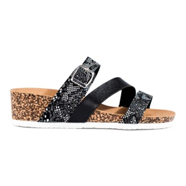 W. Potocki Women's slippers with a low wedge black Potocki
