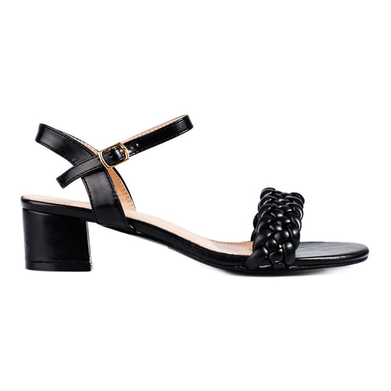 Black low heel sandals from Shelovet