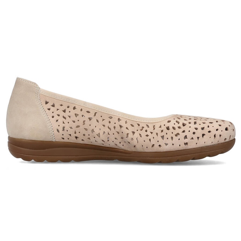 Women's openwork beige leather slip-on shoes Rieker L9365-61 Women's openwork beige leather slip-on shoes Rieker L9365-61