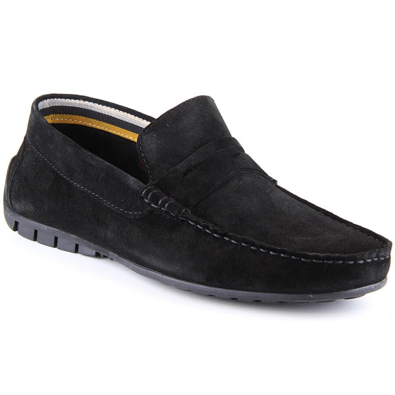 Men's leather suede moccasins black Filippo MP921