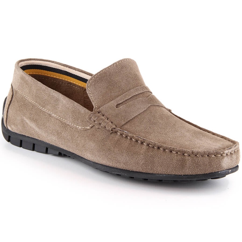 Men's leather suede moccasins Filippo MP921 taupe loafers beige