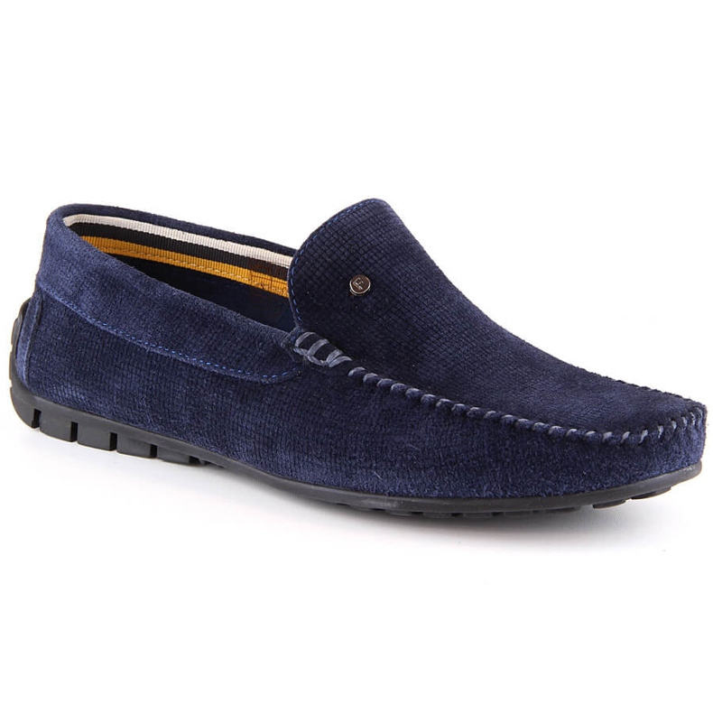 Men's leather suede loafers navy blue Filippo MP923