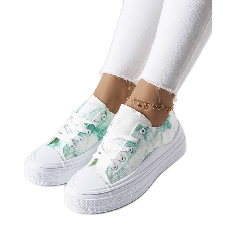 White and green platform sneakers from Rocheleau