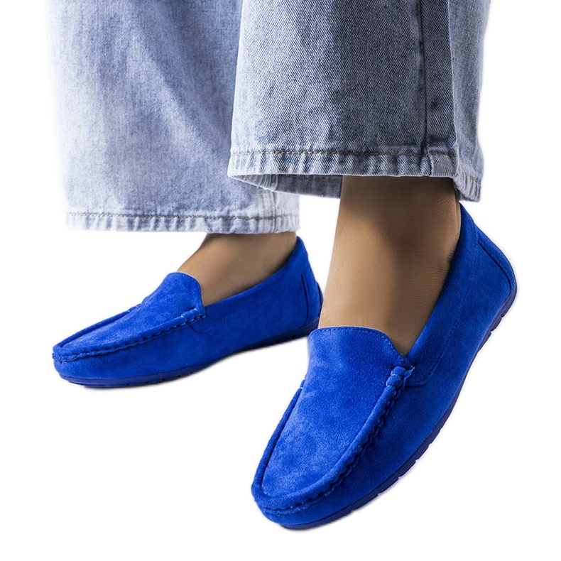 Blue Souplet loafers with a leather sole
