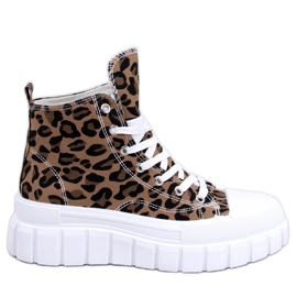 Tiger Leopard high-top sneakers brown