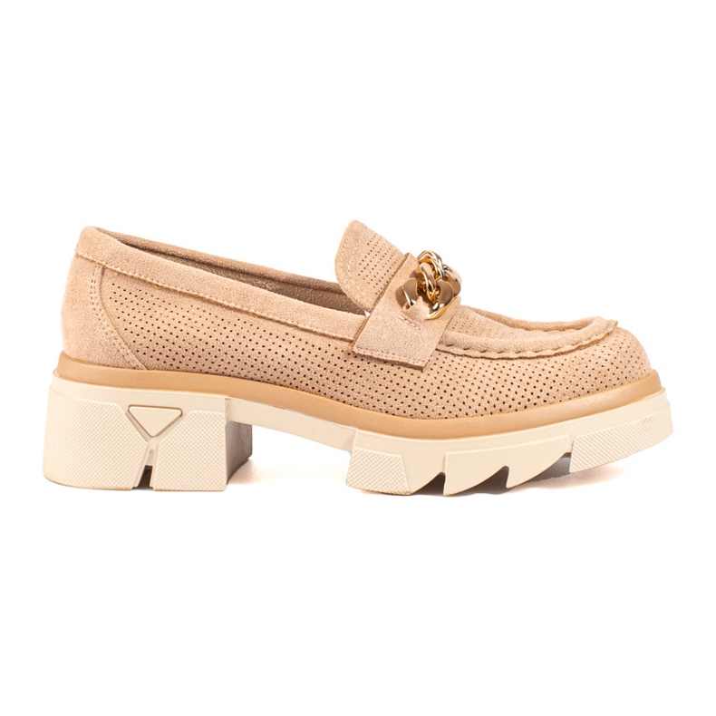 Suede loafers with chain Shelovet beige