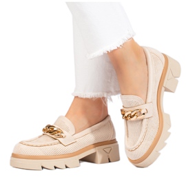 Shelovet suede loafers with chain light beige