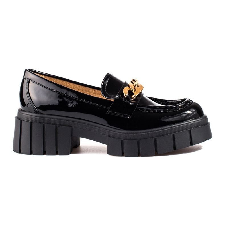 Shelovet black lacquered platform shoes