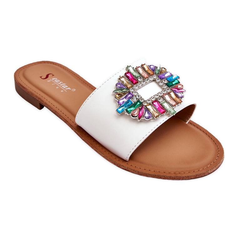 PE1 Women's Fashionable Sandals With Decoration White Halsey
