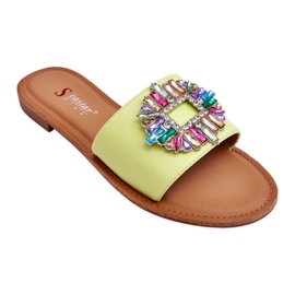 Women's Fashionable Slippers With Green Halsey Decoration