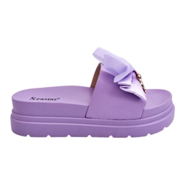 PE1 Slippers With Bow And Decorative Teddy Purple Suzy
