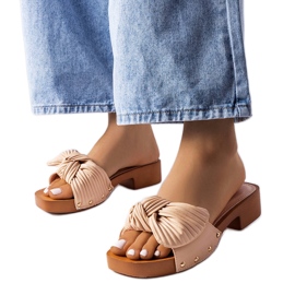 Beige low heel slides from Rochefort