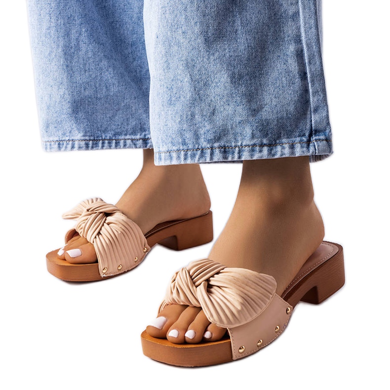 Beige low heel slides from Rochefort