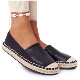 Leather Espadrilles On A Braided Sole Big Star HH274505 Black Leather Espadrilles On A Braided Sole Big Star HH274505 Black