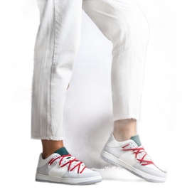 Gray sneakers with red laces from Aucoin white