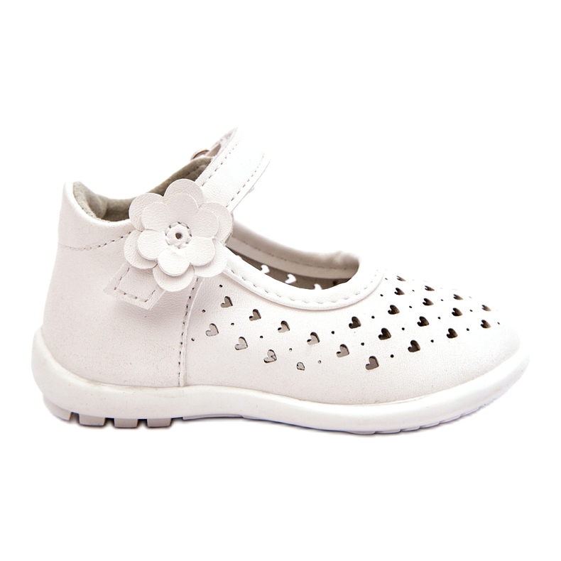 PA1 Children's high openwork ballerinas with Velcro White Jianna