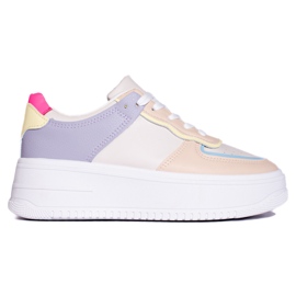 Multicolored sneakers on a thick Shelovet platform beige