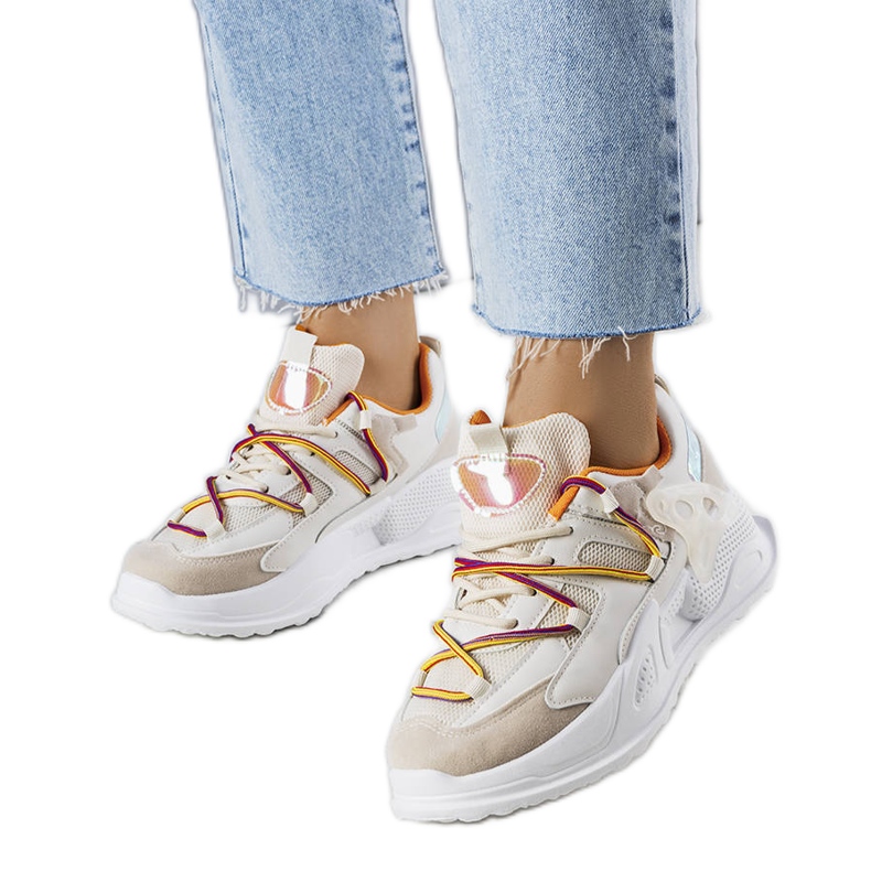 Beige mixed fabric sneakers from Traci Beige mixed fabric sneakers from Traci