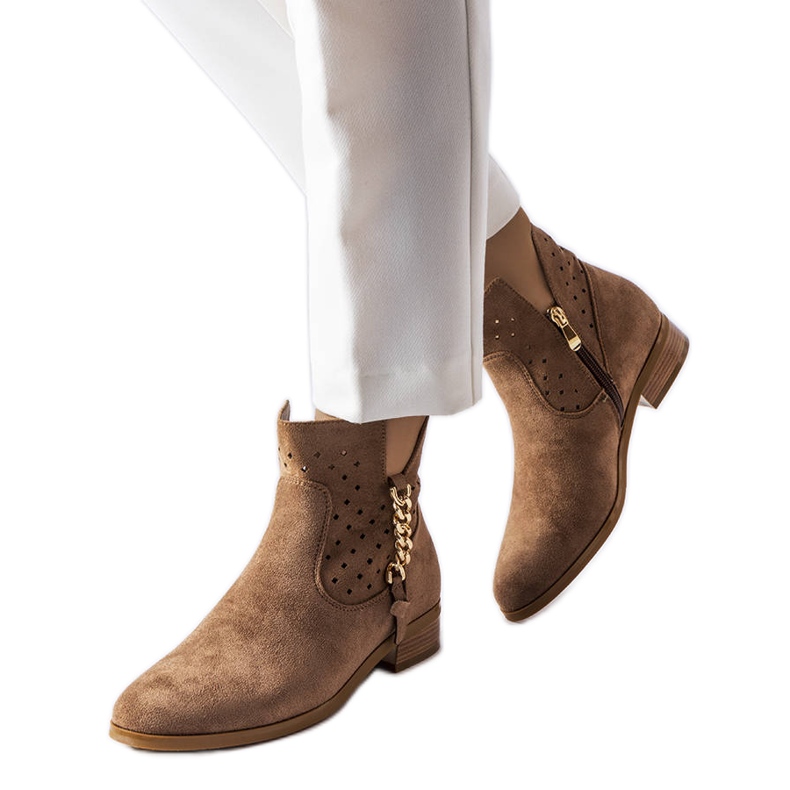 Beige boots with openwork inserts from Vinceza
