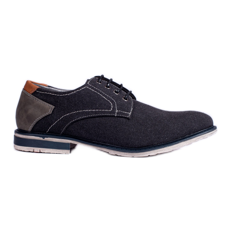 Navy blue Shelovet men's textile shoes black