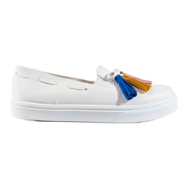 Shelovet White Suede Fringe Slip On