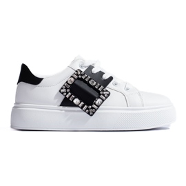 White women's sneakers with a black Shelovet insert
