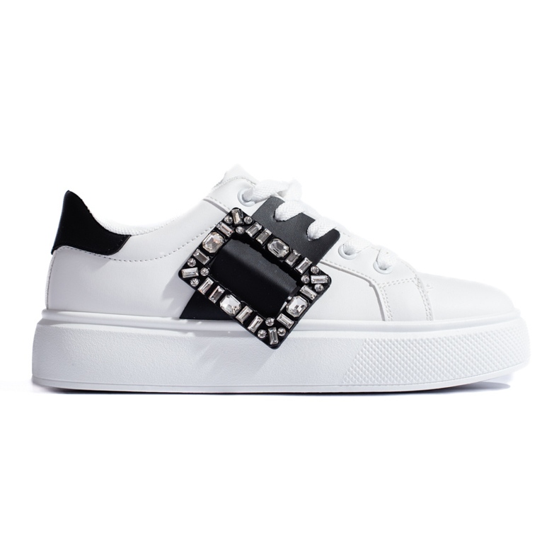White women's sneakers with a black Shelovet insert