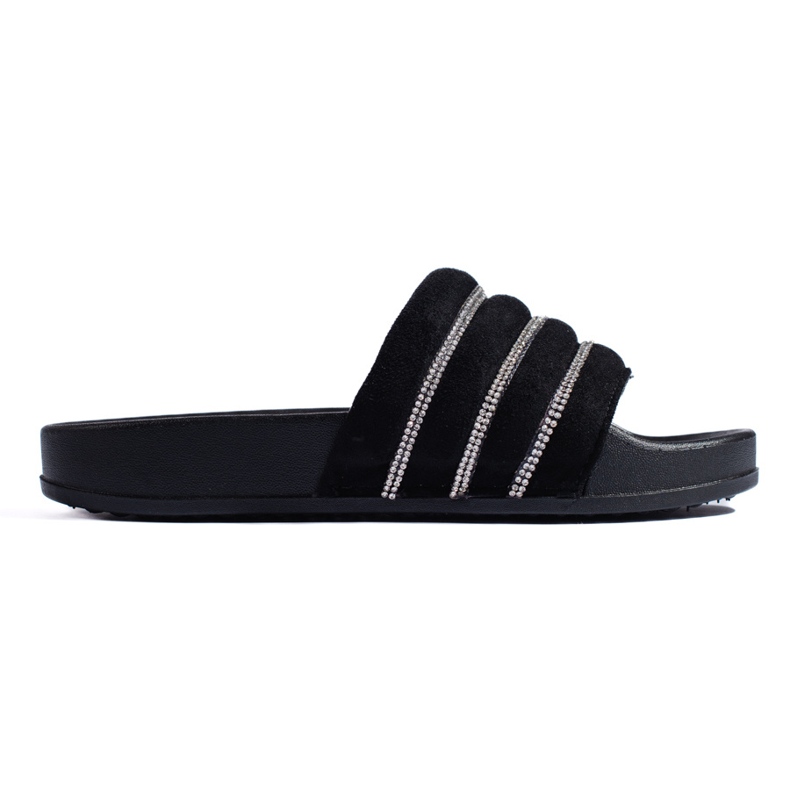 Women's black sandals with cubic zirconia Shelovet
