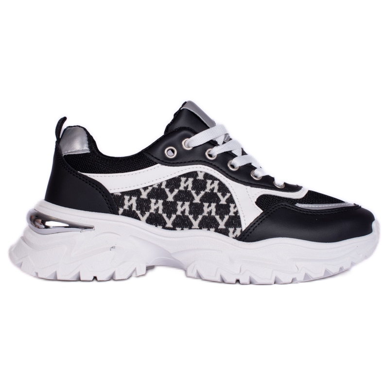 Women's sneakers on a thick sole black and white Shelovet