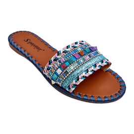Women's Bellisa Blue Embellished Slippers Women's Bellisa Blue Embellished Slippers