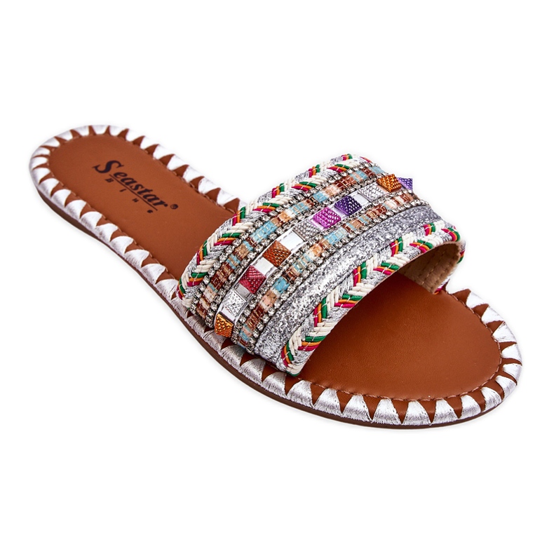 Women's Embellished Sandals White Bellisa silver Women's Embellished Sandals White Bellisa silver