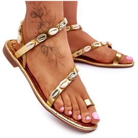 Women's Sandals With Decorative Shells Golden Verdem