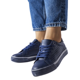 Navy blue eco-leather sneakers from Joffre