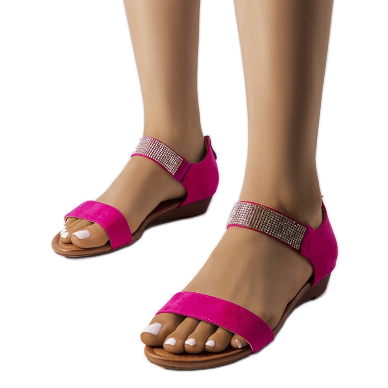 Pink sandals decorated with rhinestones from Dufresne