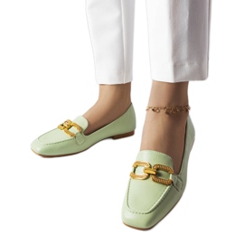 Rousseau green buckle loafers