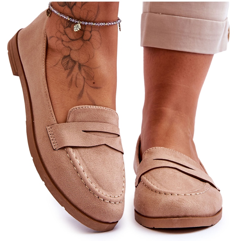 PS1 Comfortable Suede Women's Loafers Dark Beige Lucca