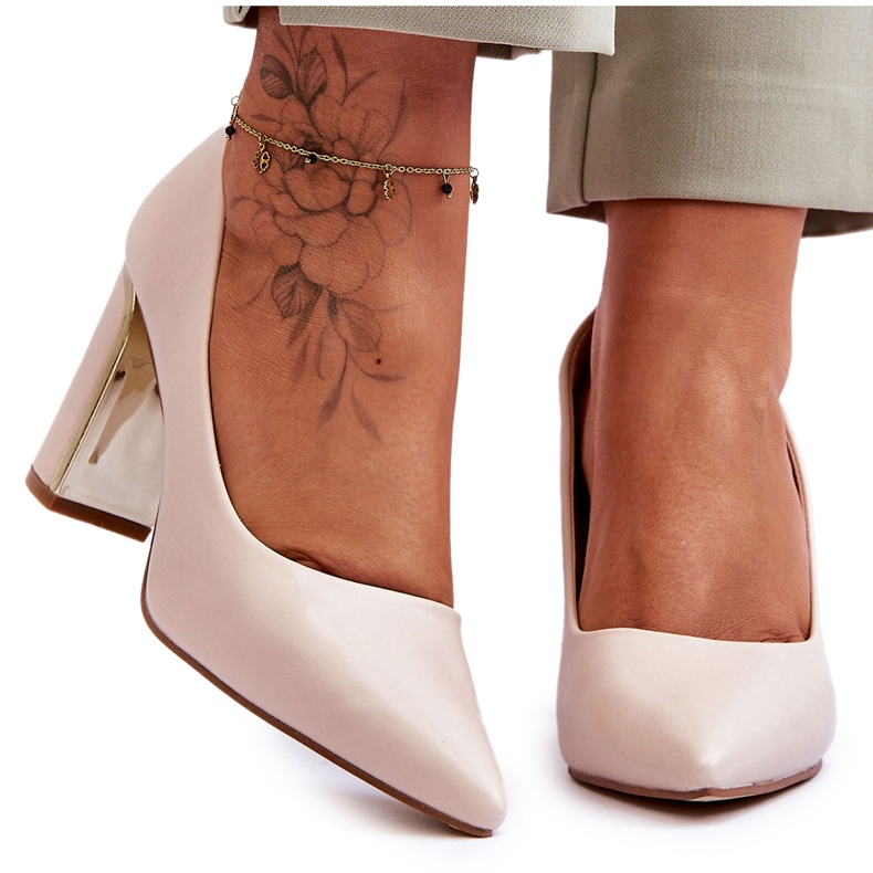 PS1 Classic Pumps On A Decorative Beige Elizabeth Heel