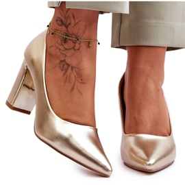 Classic Pumps On Ornate Gold Elizabeth Bar golden