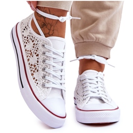 Women's Lace Textile Sneakers White Fergo