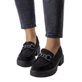 Black moccasins with tractor soles from Ermens Black moccasins with tractor soles from Ermens