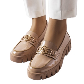 Venezia Beige lacquered moccasins from Vinceza