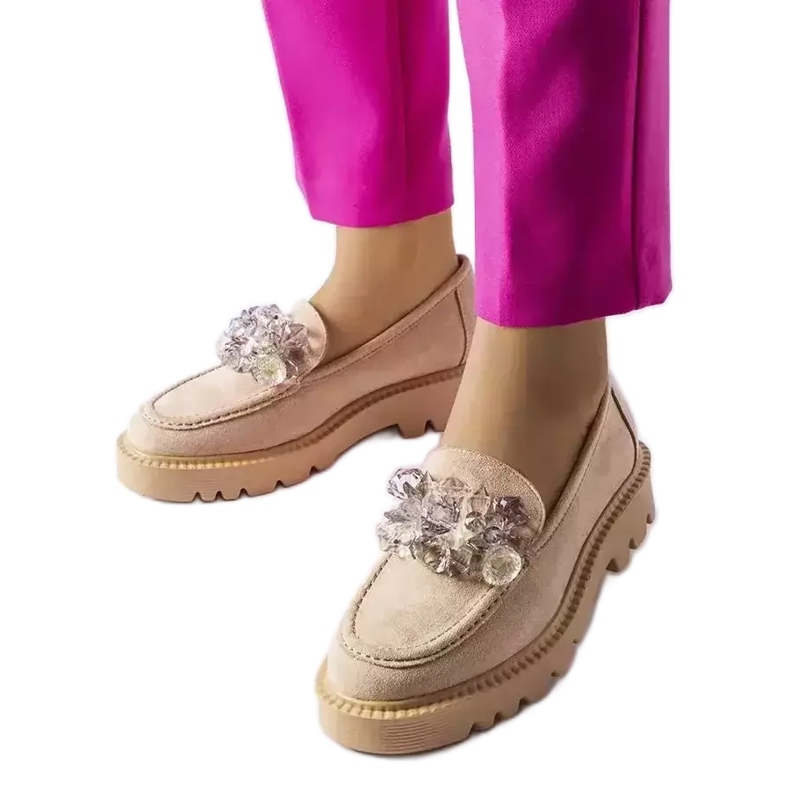 Venezia Beige loafers decorated with Vinceza crystals Venezia Beige loafers decorated with Vinceza crystals