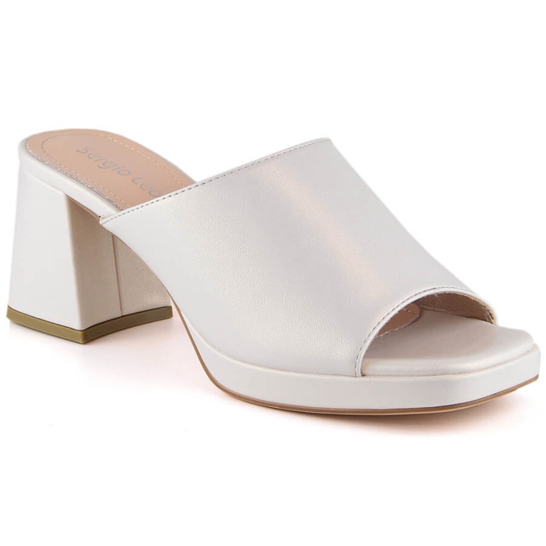 Women's pearl sandals on the post with an elastic band Sergio Leone KL322 beige