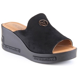 Women's black suede wedge slippers Vinceza 10907 Women's black suede wedge slippers Vinceza 10907