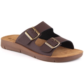 Comfortable men's slides with buckles brown Inblu CM000028-043