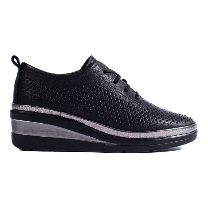 Black leather wedge shoes by T.Sokolski