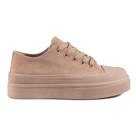 Suede high platform sneakers in beige Shelovet