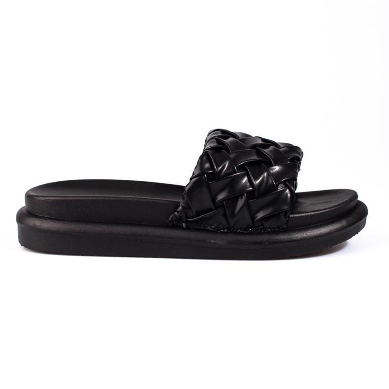 Black slippers on a thick Shelovet platform