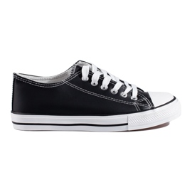 Classic black Shelovet eco-leather sneakers Classic black Shelovet eco-leather sneakers