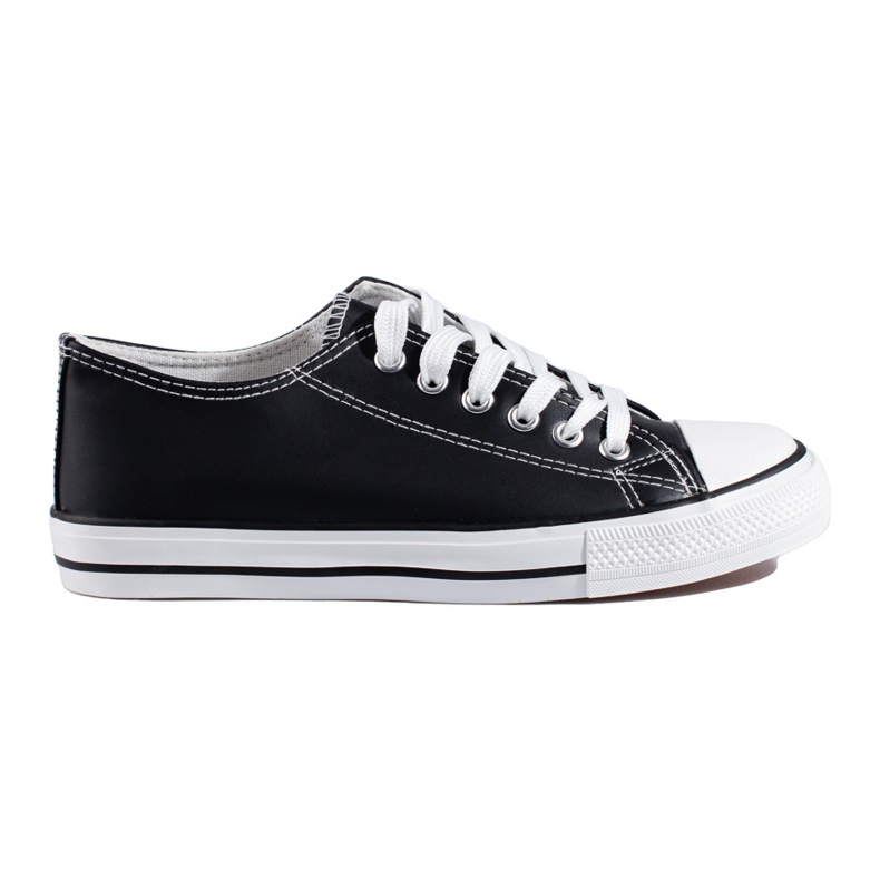 Classic black Shelovet eco-leather sneakers